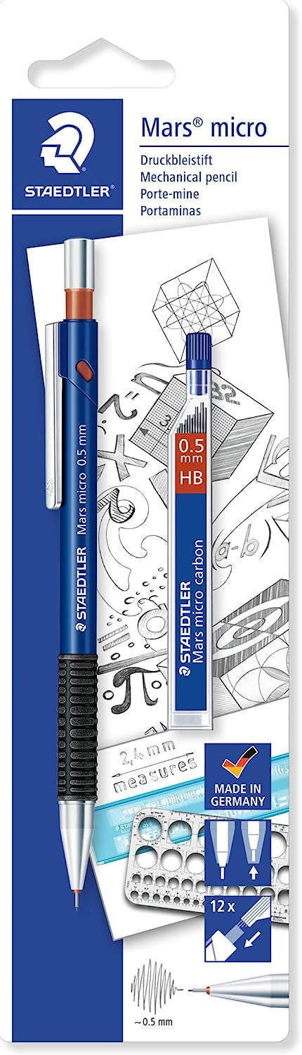 Porte-mines - 0.5mm - Etui de 12 mines - Rechargeable - Staedtler - Mars micro