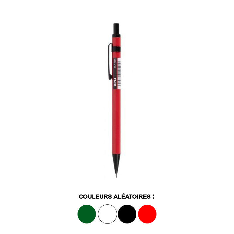 Porte-mines - 0,7mm - Rétractable - Rechargeable - Corps métal - Apli