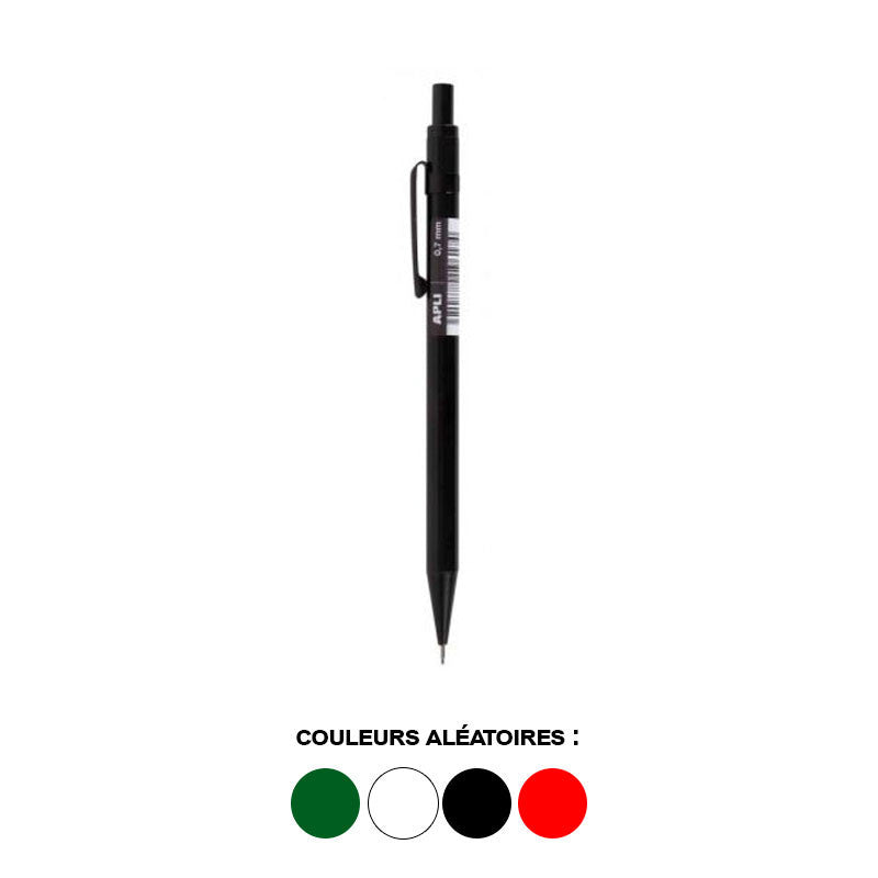 Porte-mines - 0,7mm - Rétractable - Rechargeable - Corps métal - Apli