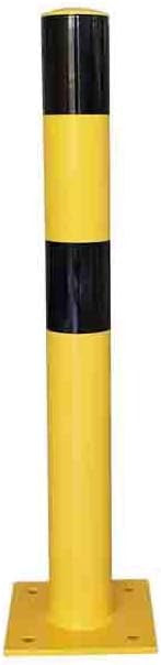 Poteau de sécurité - Acier - Jaune et noir - 90mm diamètre - 800mm hauteur - A sceller