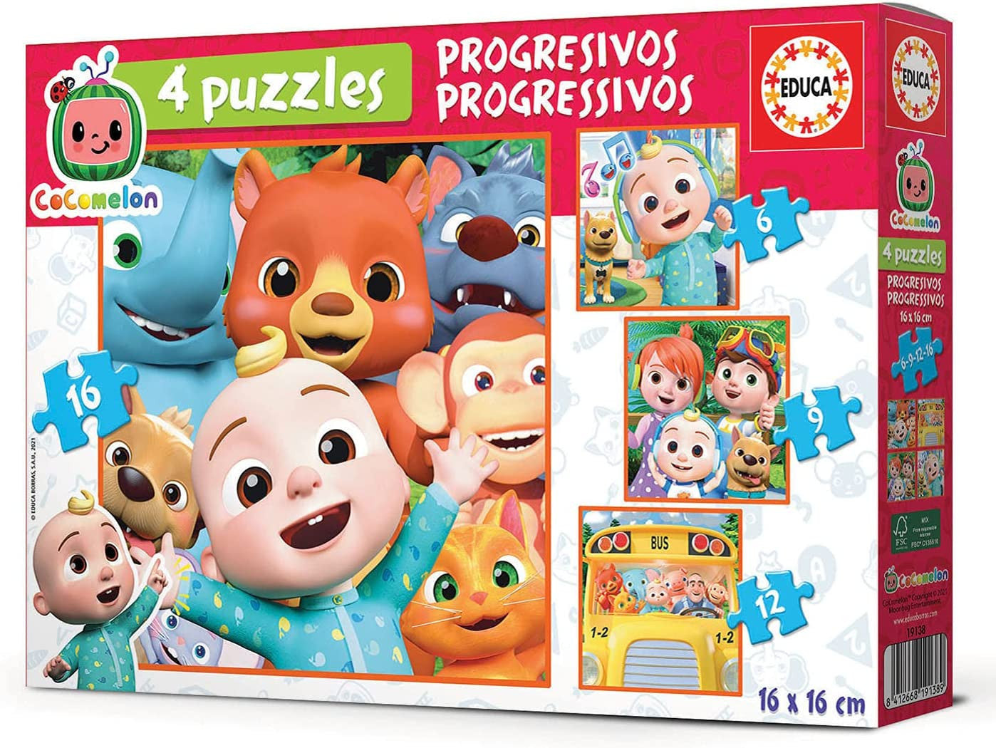 Puzzles - Cocomelon dessin animé - Pour enfant de 3 ans - 4 modèles - Educa