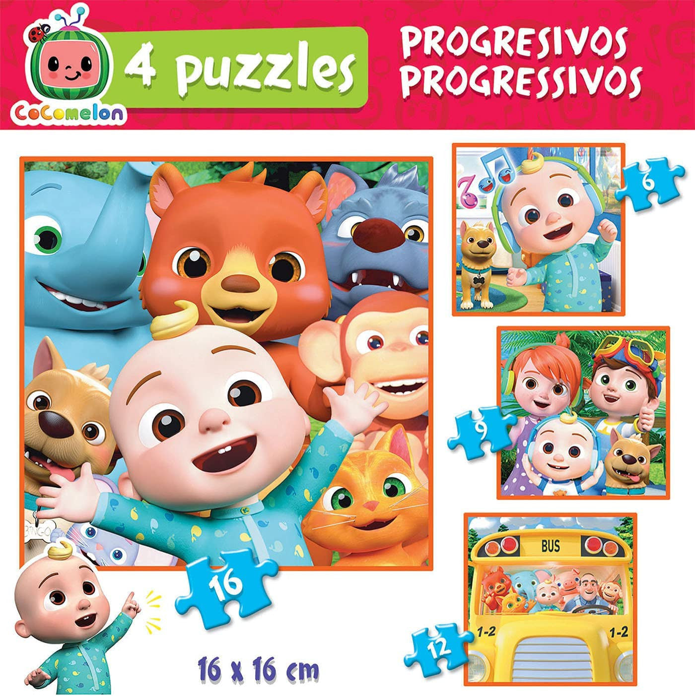Puzzles - Cocomelon dessin animé - Pour enfant de 3 ans - 4 modèles - Educa