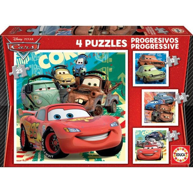 Puzzle - Cars - Disney - 4 puzzles - 12 16 20 et 25 pièces - Educa