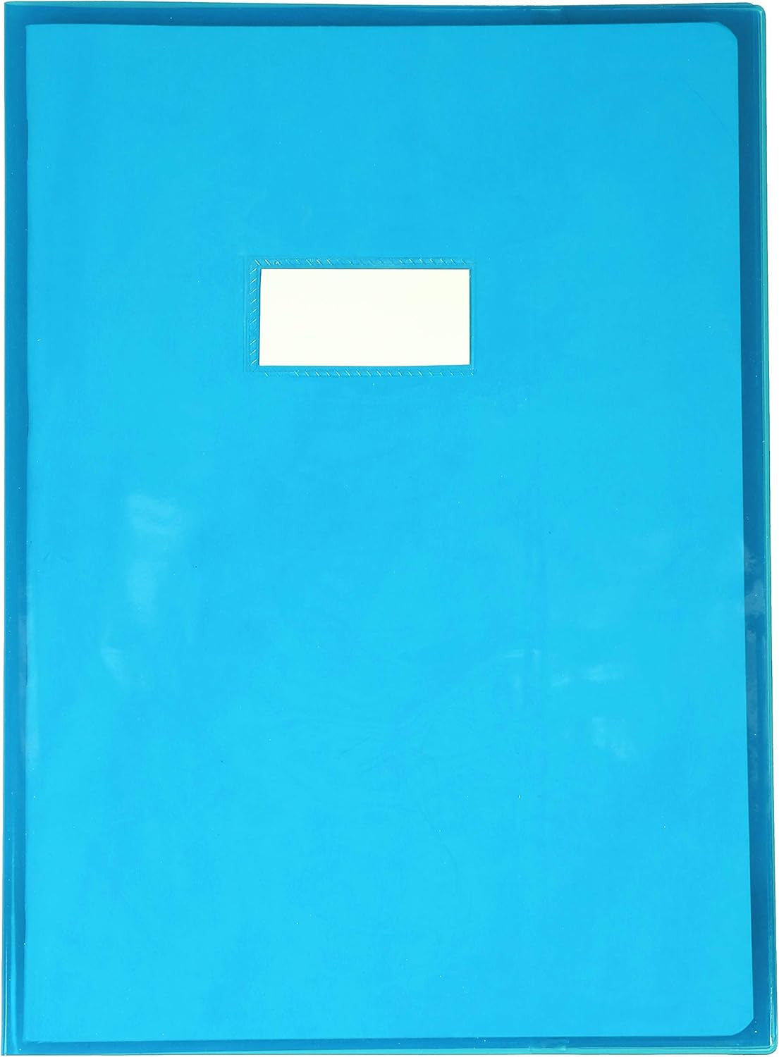 Protège cahier - A4 - 21x29,7cm - Bleu transparent - Avec porte étiquette