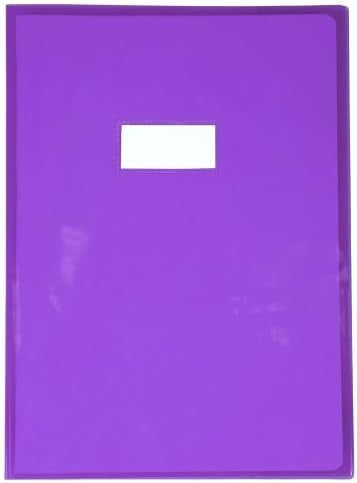 Protège cahier - A4 - 21x29,7cm - Mauve transparent - Avec porte étiquette