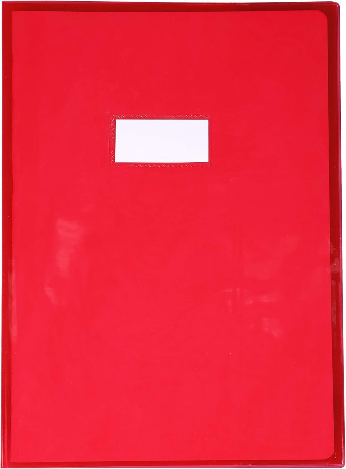 Protège cahier - A4 - 21x29,7cm - Rouge transparent - Avec porte étiquette
