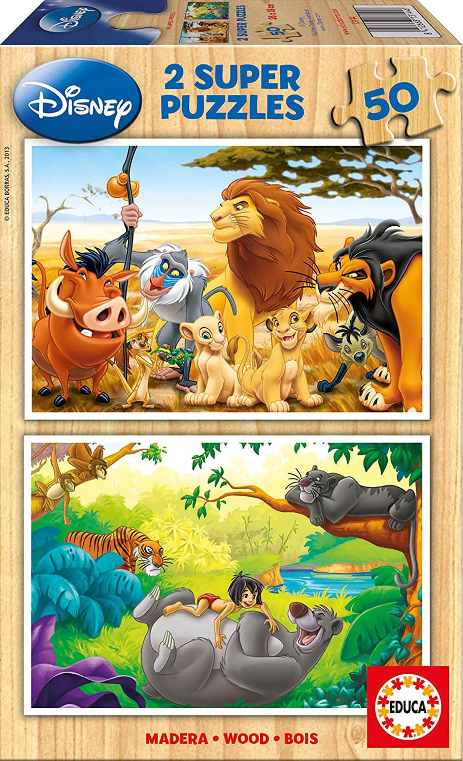 Puzzle - Le roi lion - Le livre de la jungle - Disney - 50 pièces - Educa