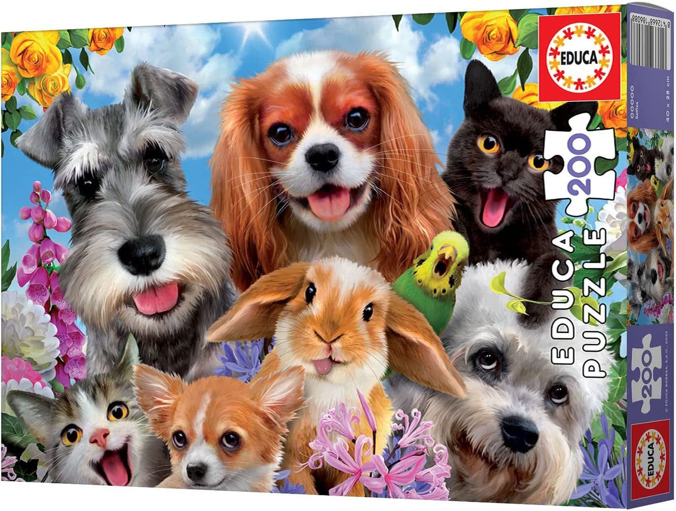 Puzzle - 200 pièces - Le selfie des animaux - Chien - Chat - Dès 6 ans - Educa
