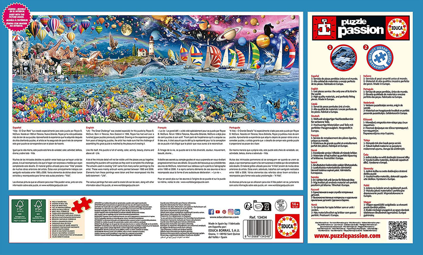 Puzzle - 24000 pièces - Grand modèle - La vie - Animaux - Mer - Nature - Educa