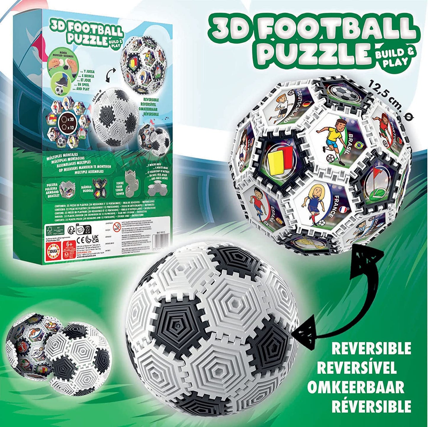 Puzzle 3D - Ballon de foot - 32 pièces - Sphère - Dès 6 ans - Educa