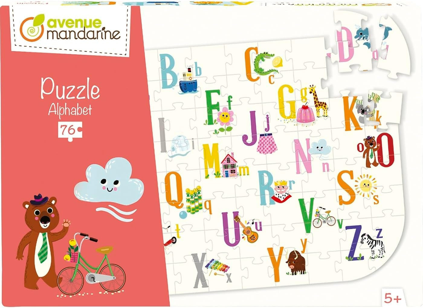 Puzzle - Educatif - 76 pièces - Enfant dès 5 ans - Apprendre l'alphabet