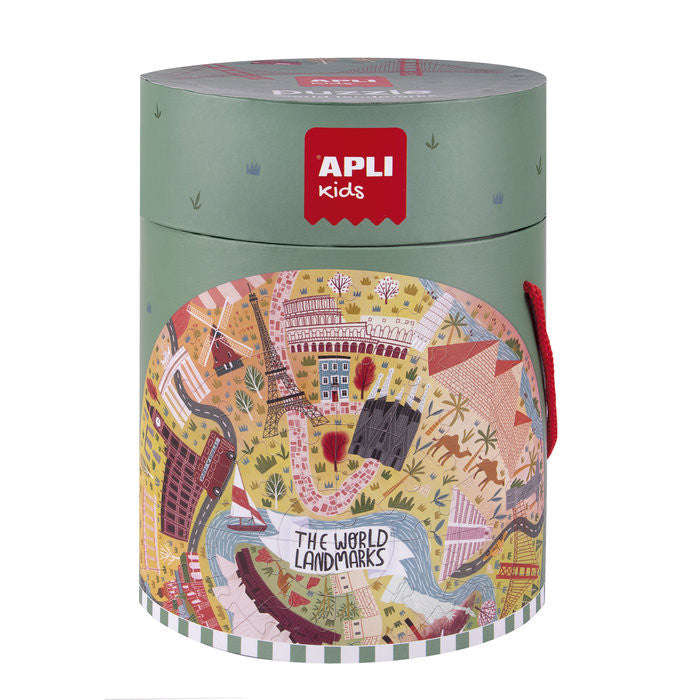 Puzzle - Forme ronde - Les grands monuments - Enfant - 48 pièces - Apli Kids