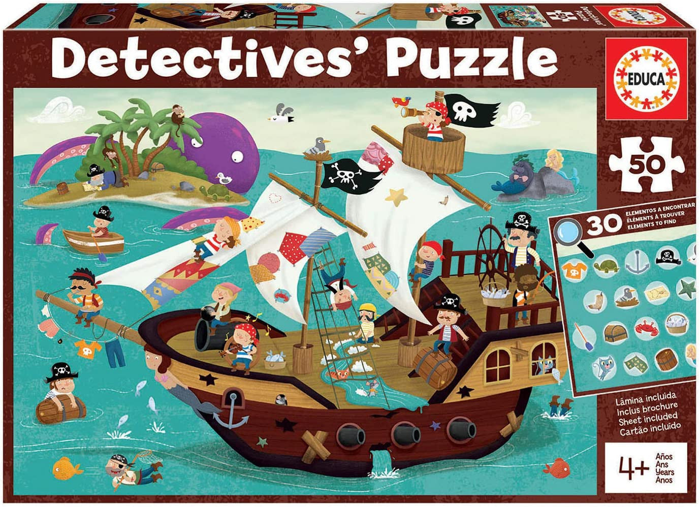 Puzzle éducatif - Bateau de pirates - 50 pièces - Dès 4 ans - Educa