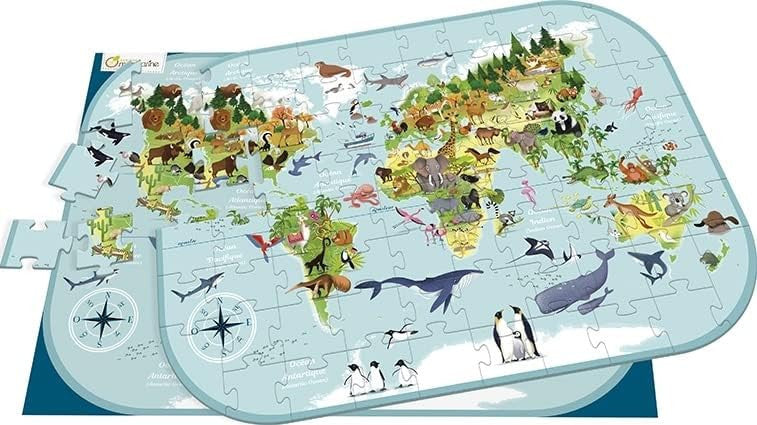 Puzzle - Educatif - 76 pièces - Enfant dès 6 ans - Apprendre pays et continents