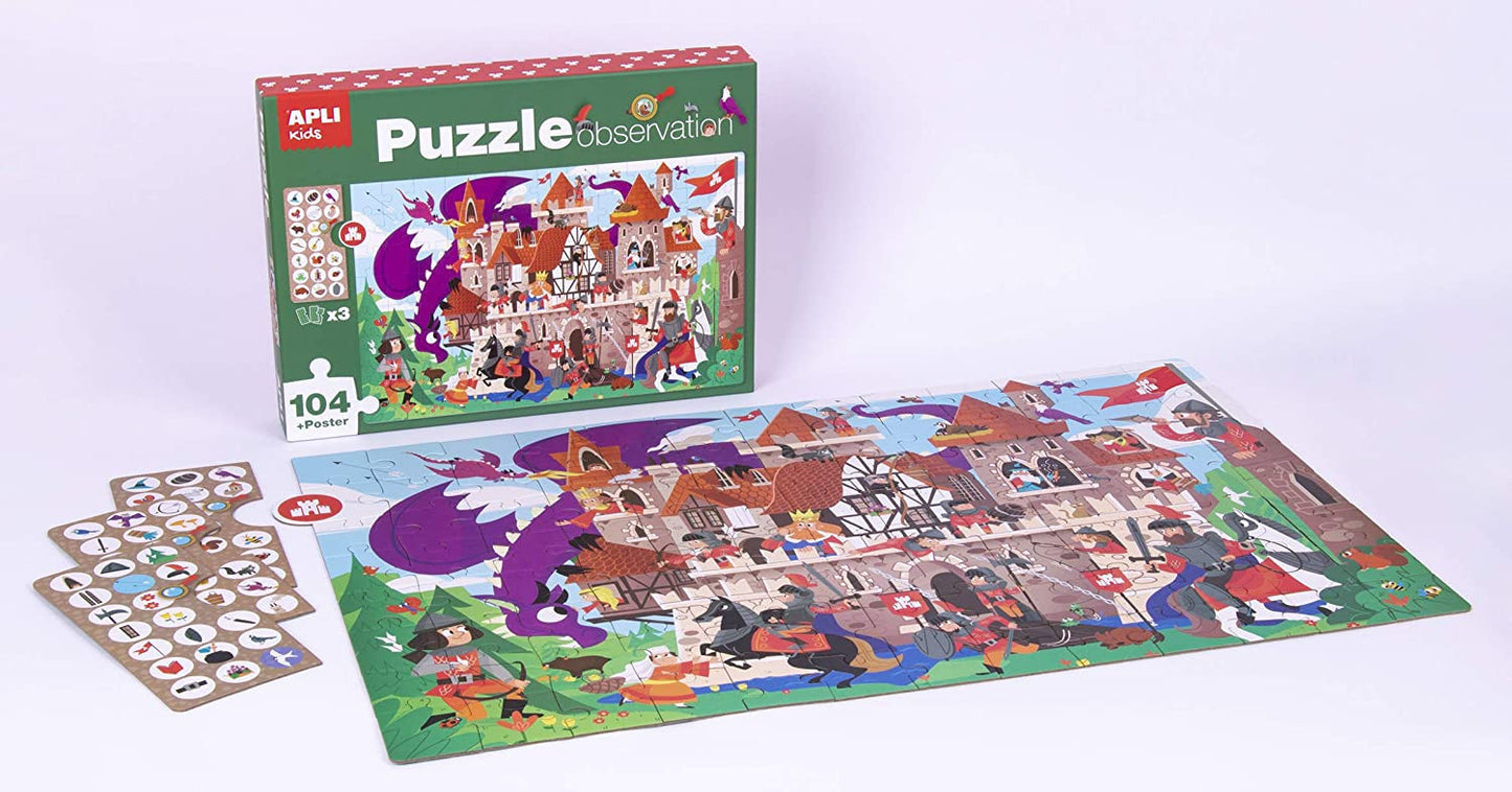 Puzzle enfant 104 pièces thème château Apli Kids