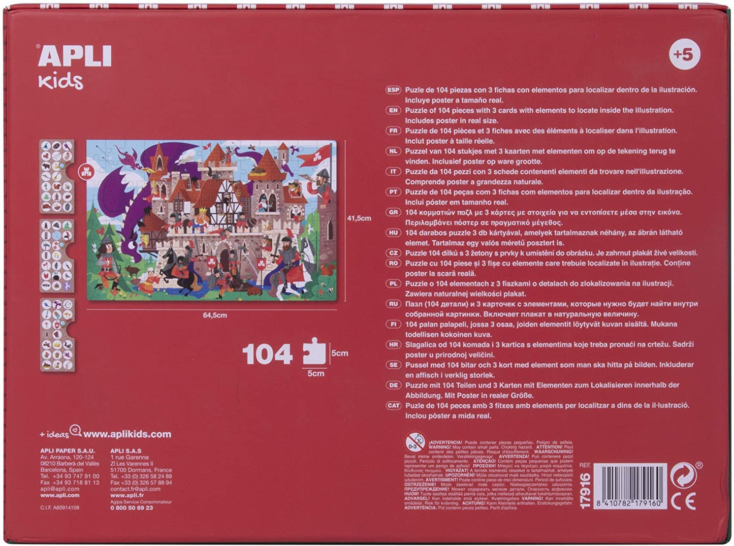 Puzzle enfant 104 pièces thème château Apli Kids