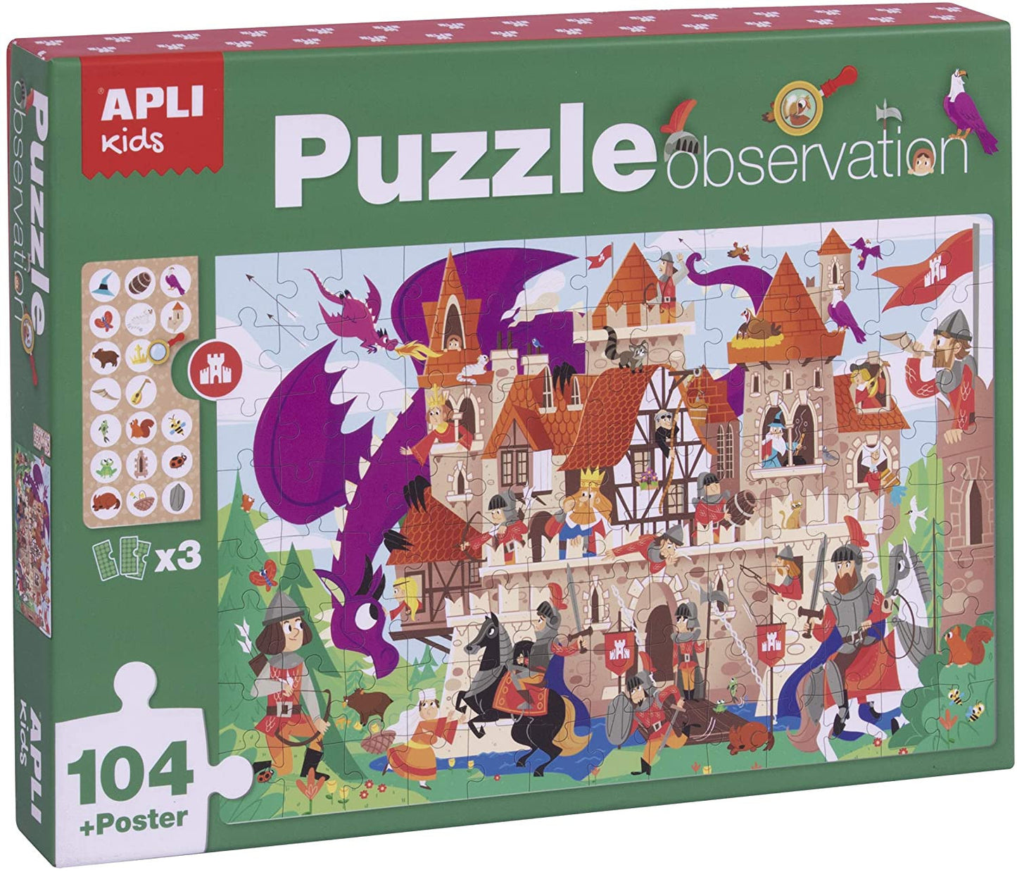 Puzzle enfant 104 pièces thème château Apli Kids