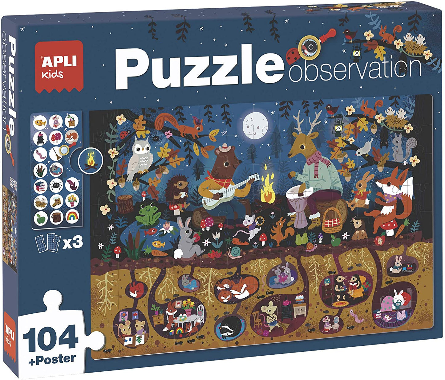 Puzzle - Enfant - 104 pièces - Thème la forêt - Apli Kids