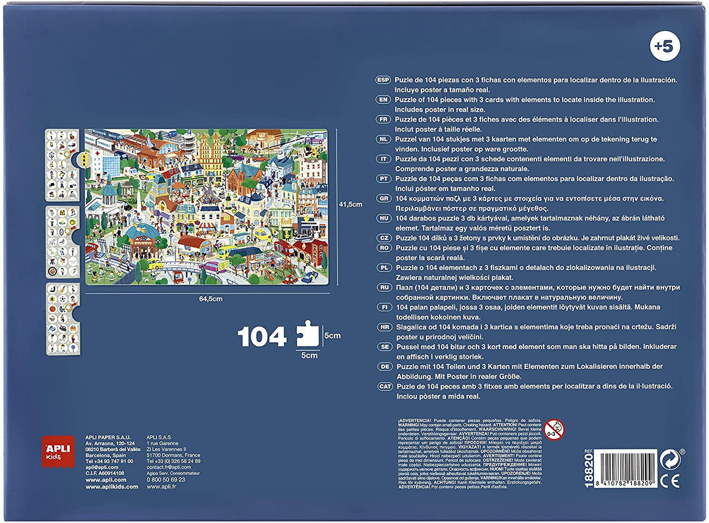 Puzzle - Enfant - 104 pièces - Thème ville - Apli Kids