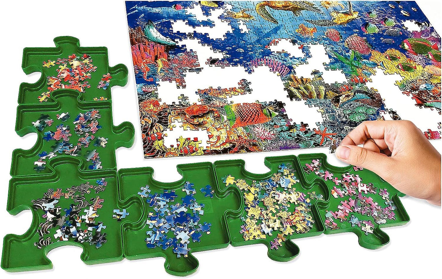 Plateaux pour puzzles - Rangement pièces de puzzles - Plastique - 6 bacs - Educa