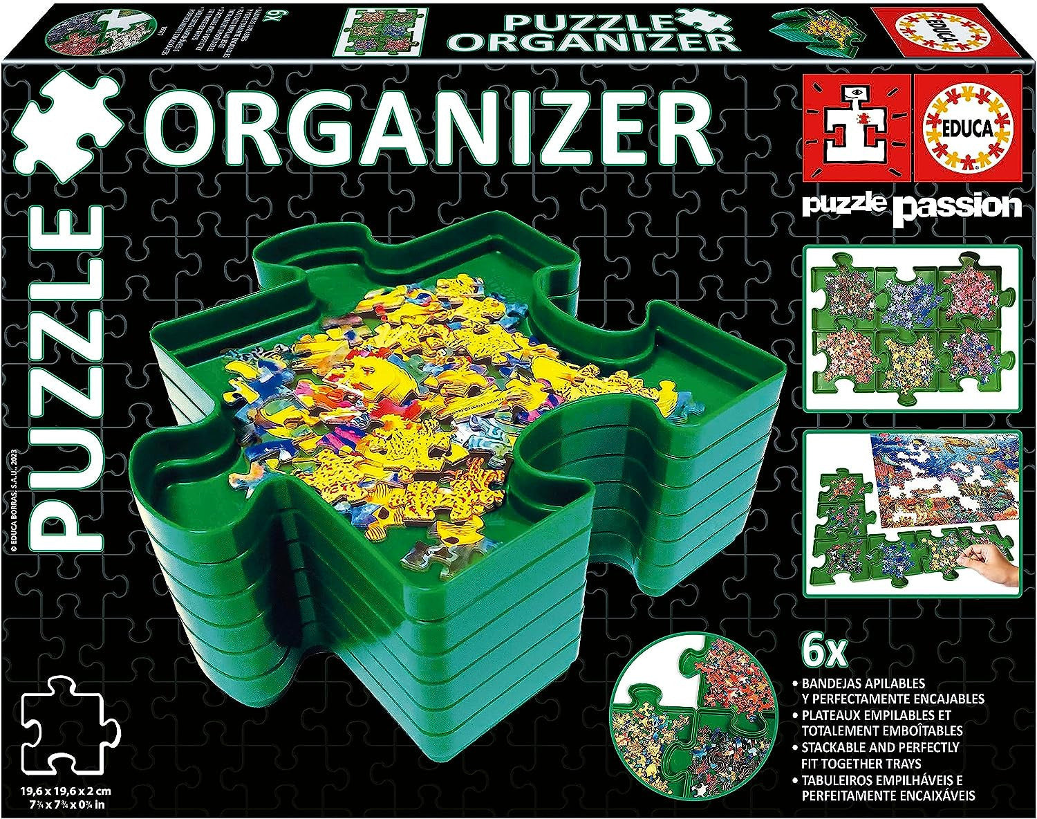 Plateaux pour puzzles - Rangement pièces de puzzles - Plastique - 6 bacs - Educa