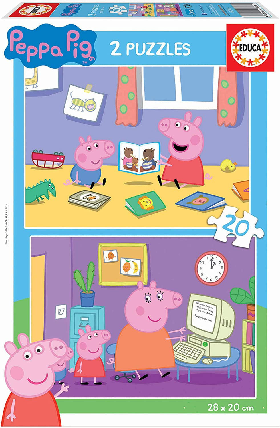 Puzzle en bois - Peppa Pig à la maison - 2 x 20 pièces - Dès 3 ans - Educa