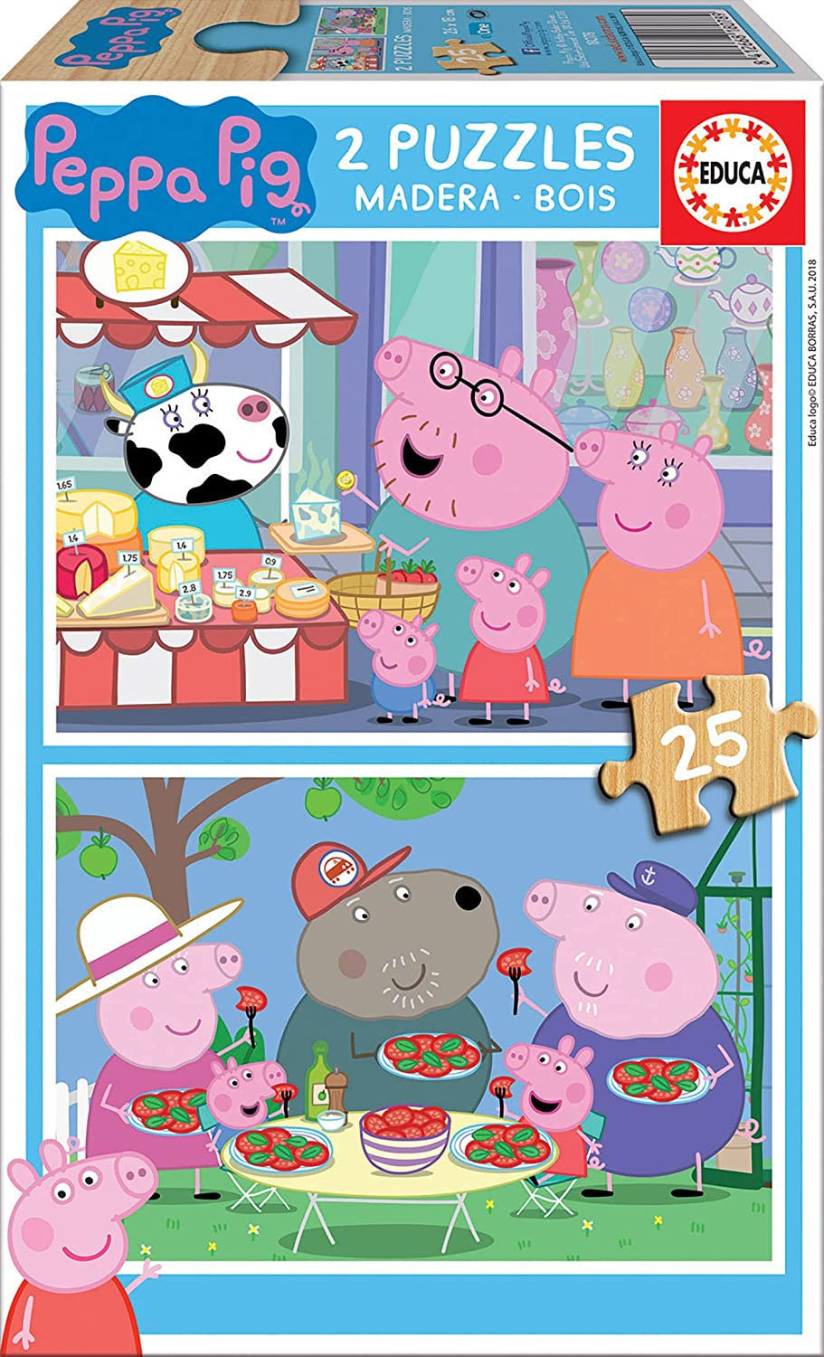 Puzzle en bois - Peppa Pig et ses amis - 2 x 25 pièces - Dès 3 ans - Educa