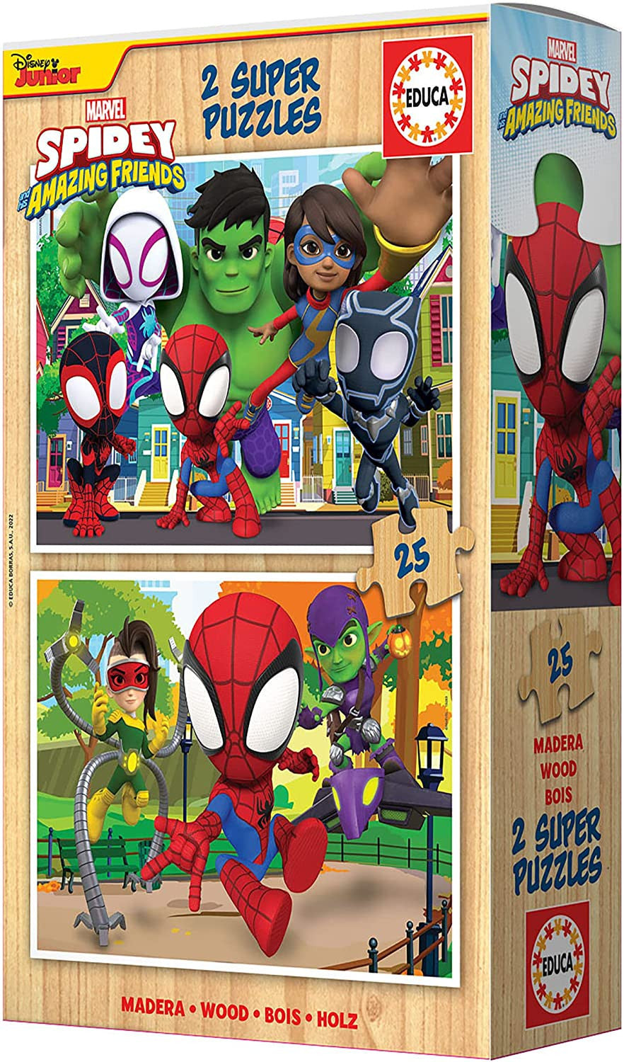 Puzzle en bois - Spidey et ses amazing amis - 2 x 25 pièces - Dès 3 ans - Educa