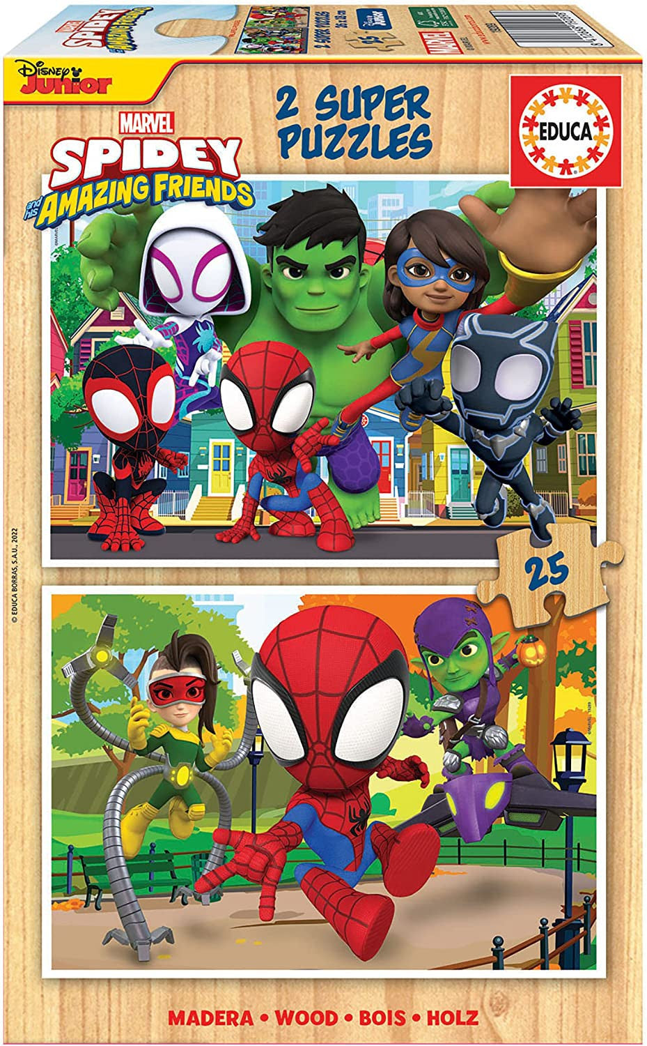 Puzzle en bois - Spidey et ses amazing amis - 2 x 25 pièces - Dès 3 ans - Educa