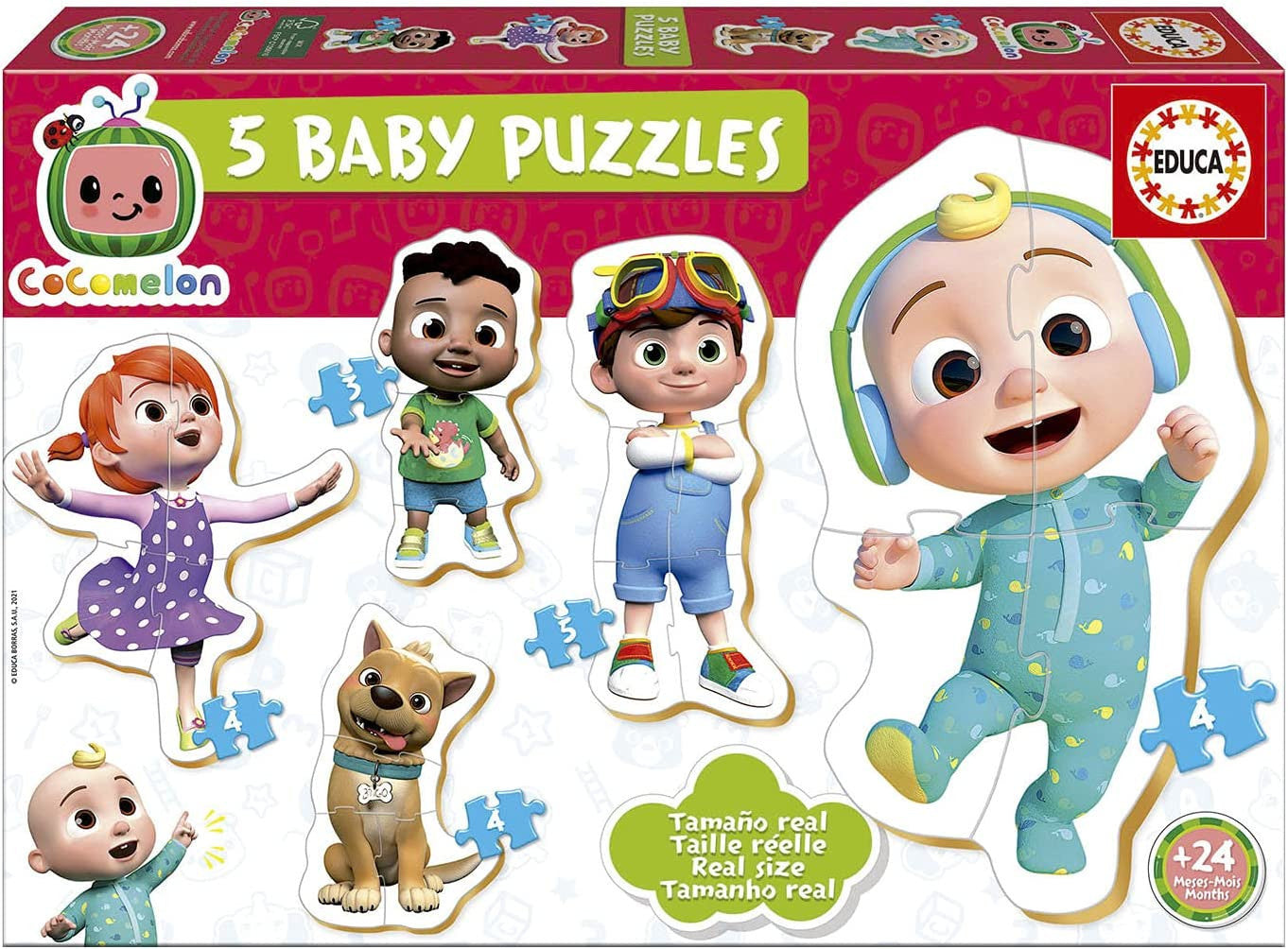 Puzzle - Pour bébé - 5 puzzles - Cocomelon - 3 à 5 pièces - Dès 2 ans