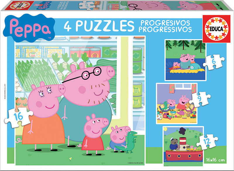 Puzzle - Enfant - Dès 3 ans - 4 modèles - Peppa Pig et sa famille - Educa