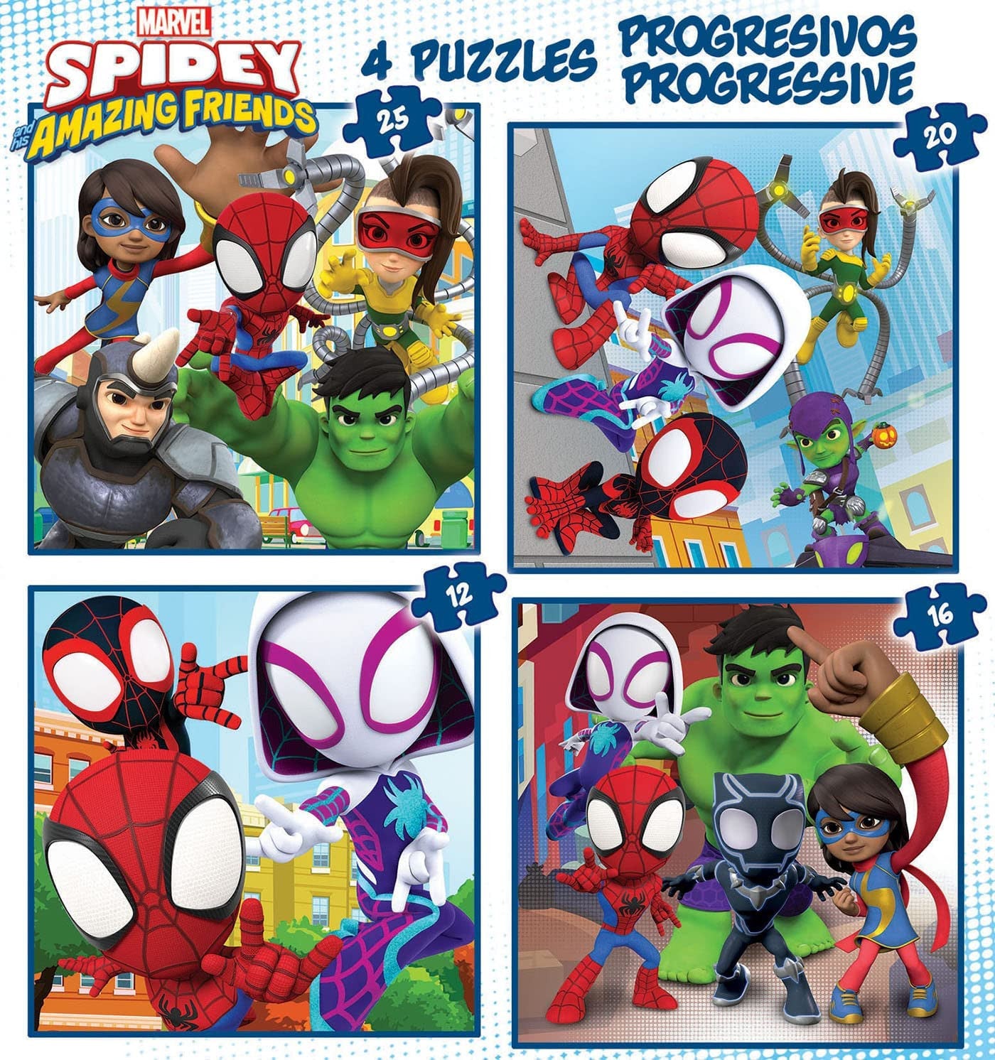 Puzzle - Enfant - Dès 3 ans - 4 modèles - Spidey et ses amis étonnants - Educa