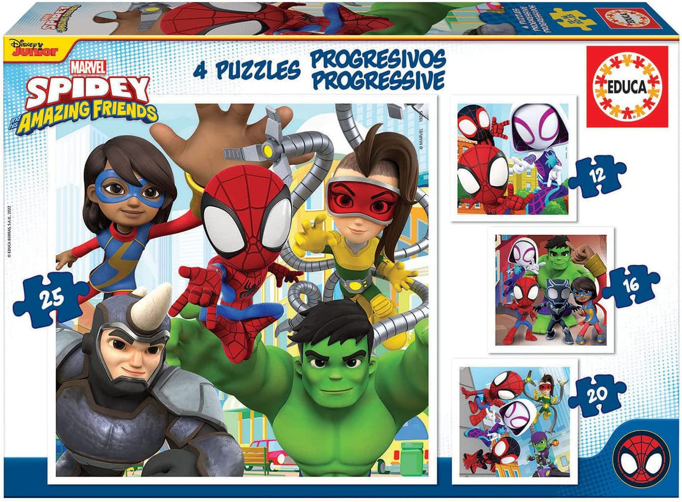 Puzzle - Enfant - Dès 3 ans - 4 modèles - Spidey et ses amis étonnants - Educa