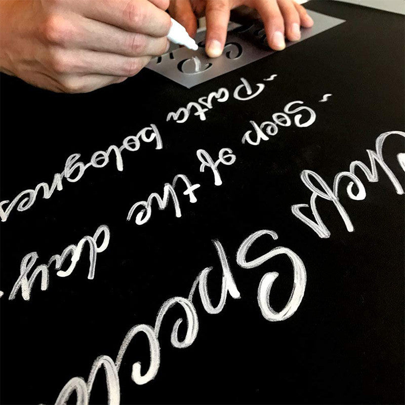 Pochoirs A4 Lettres et Chiffres - Ecriture décorative - Qbix