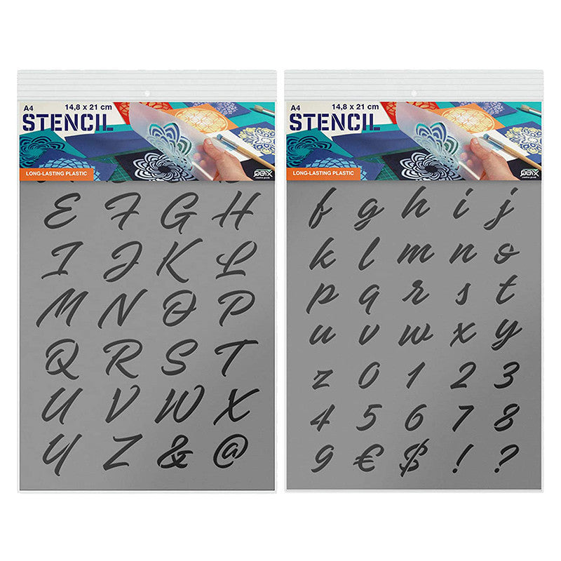 Pochoirs A4 Lettres et Chiffres - Ecriture décorative - Qbix
