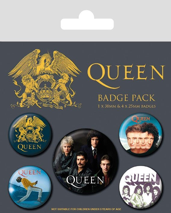 Queen - Badges - A épingler sur veste, sacs, tee-shirt - 5 modèles - 3 à 4 cm diamètre