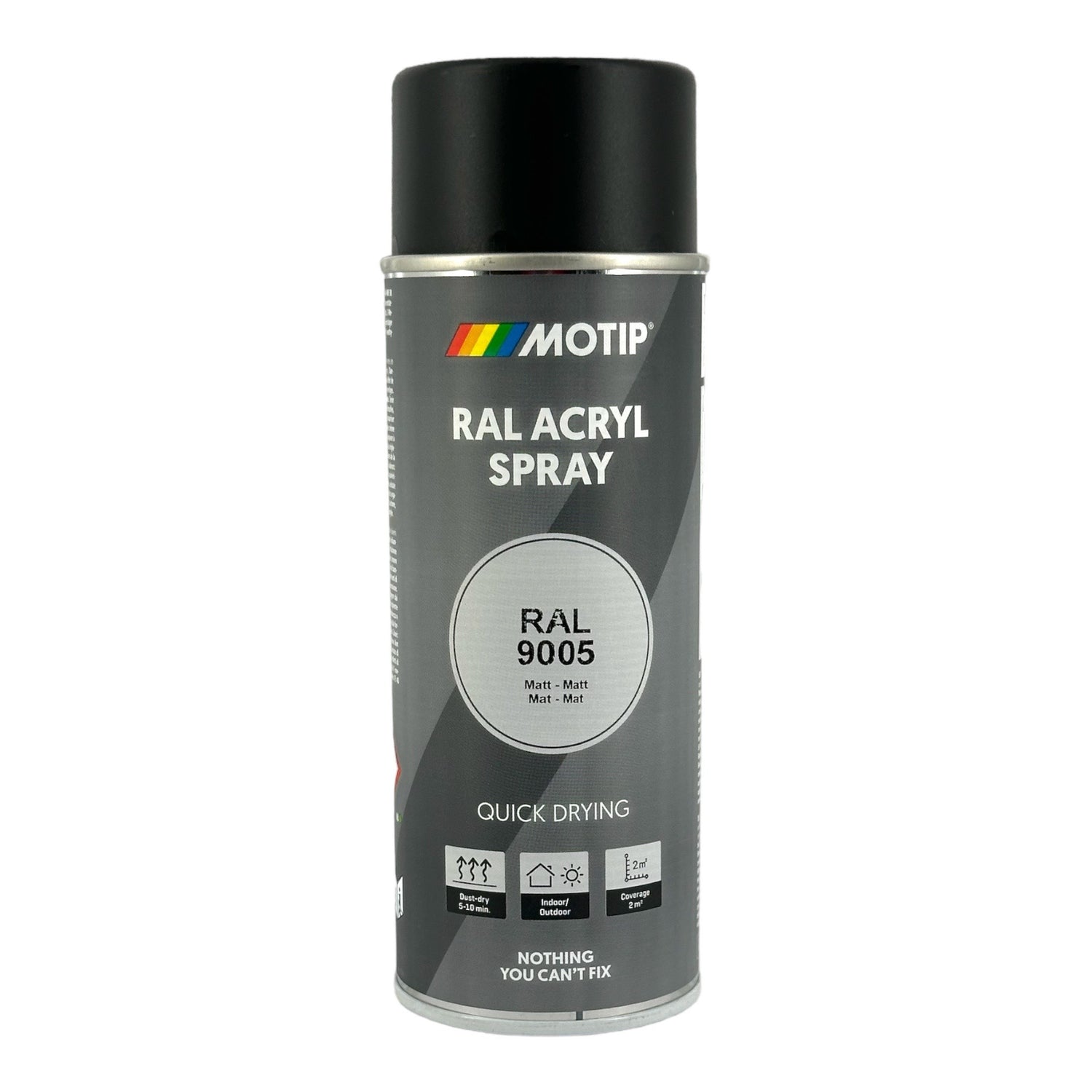 Bombe de peinture - Noir - RAL 9005 - Mat - Acrylique - Tous supports - MoTip - 400ml