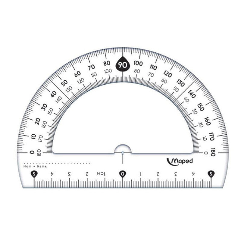 Rapporteur en plastique - 180° - Base 12cm - Maped