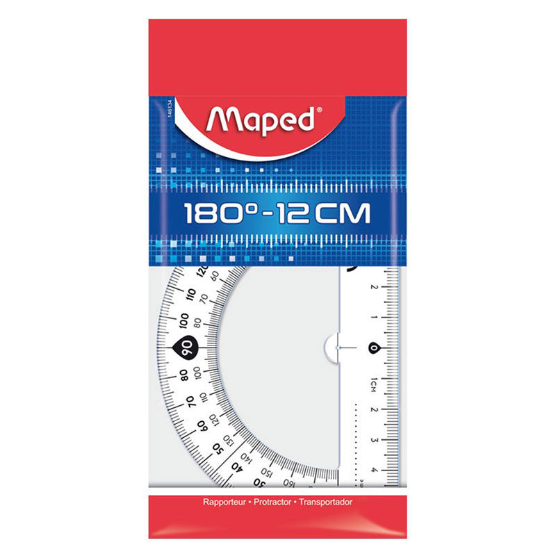 Rapporteur en plastique - 180° - Base 12cm - Maped
