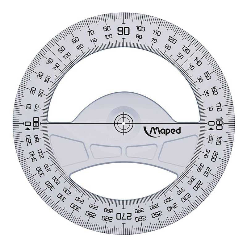 Rapporteur circulaire en plastique - 360° - Diamètre 12cm - Maped