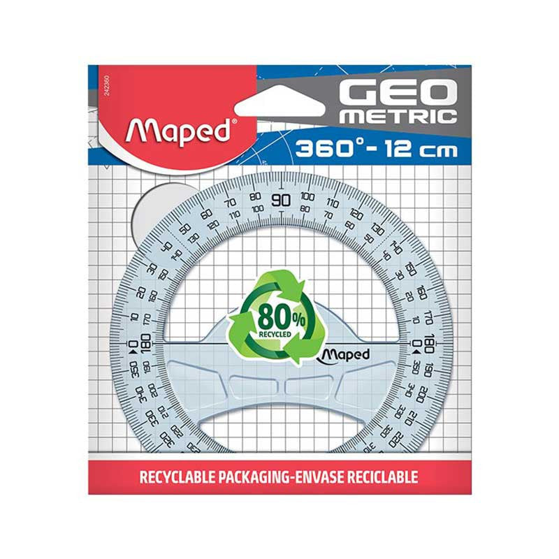 Rapporteur circulaire en plastique - 360° - Diamètre 12cm - Maped