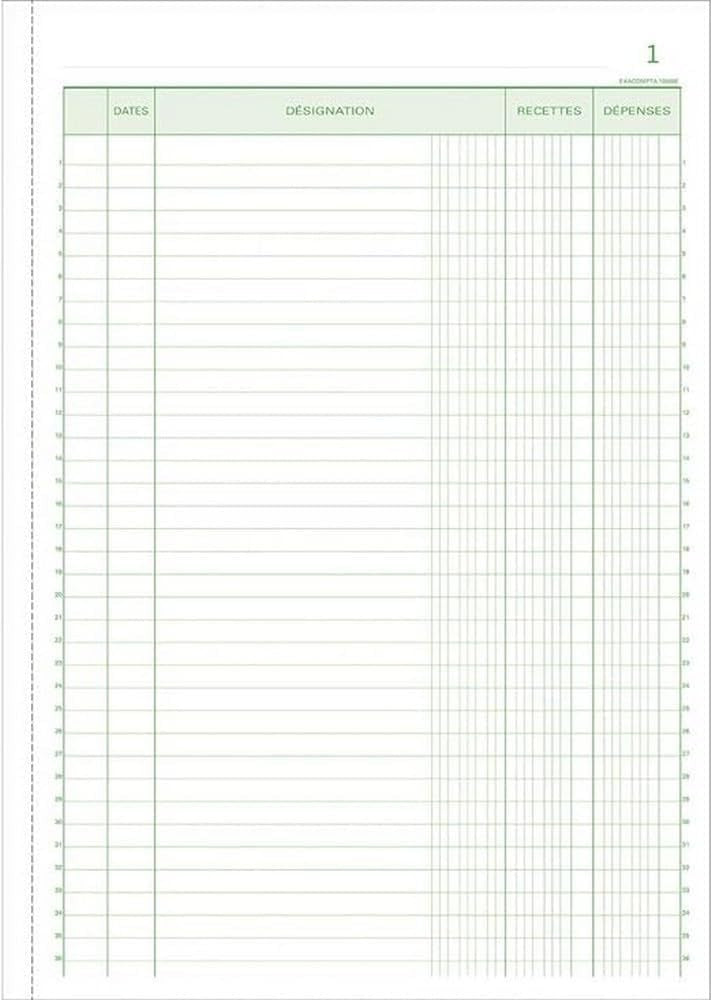 Registre de recettes et dépenses - A4 - 50 feuilles - Autocopiant - Commerçant - Artisan - Exacompta