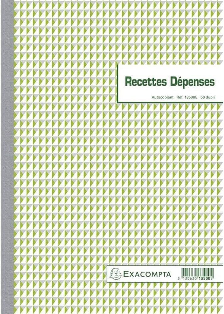 Registre de recettes et dépenses - A4 - 50 feuilles - Autocopiant - Commerçant - Artisan - Exacompta