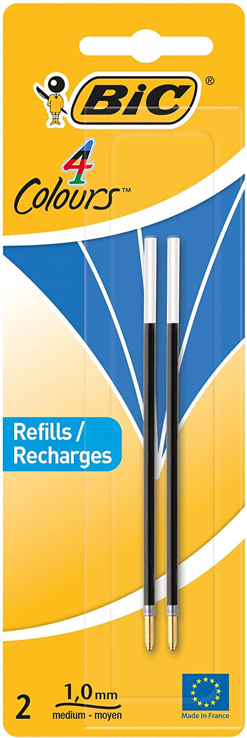 Recharge Pour Stylo Bille Bic 4 Couleurs - Pointe Moyenne - Bleu - Bic