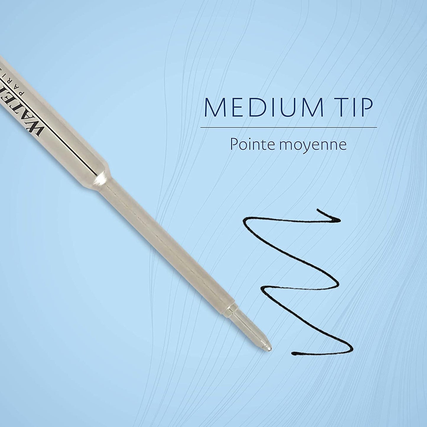 Recharge pour stylo bille - Noir - Pointe moyenne - Waterman