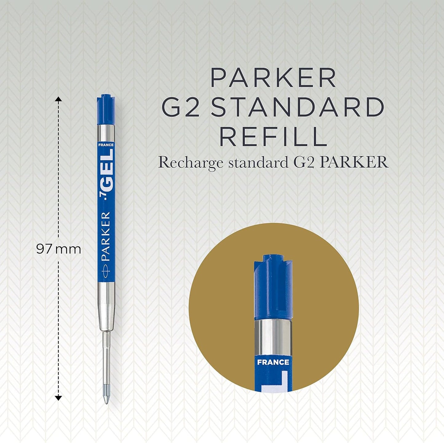 Recharge pour stylo - Encre gel - Bleu - Pointe moyenne 0,7mm - Parker Quink
