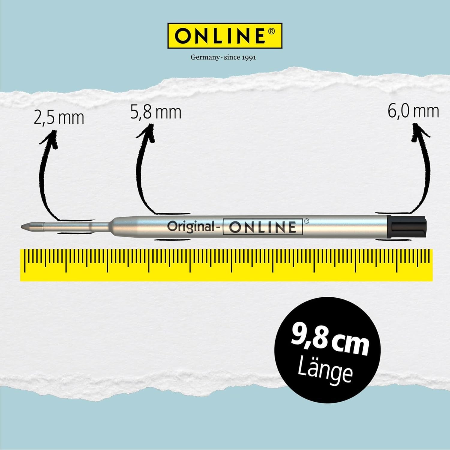 Recharge pour stylo encre gel - Noir - Trait moyen 0,7mm - Standard - Online