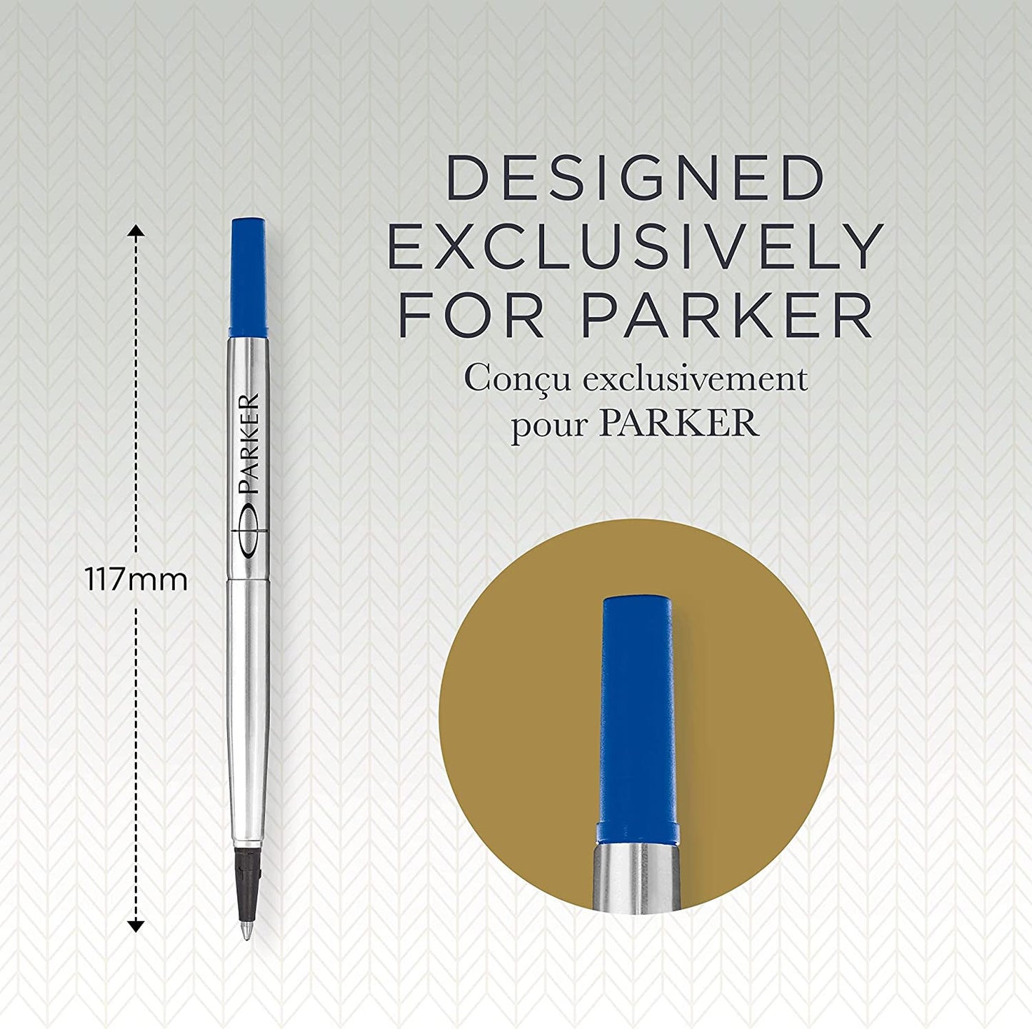 Recharge pour stylo roller - Parker - Pointe moyenne 0,7 - Bleu - Encre Quink