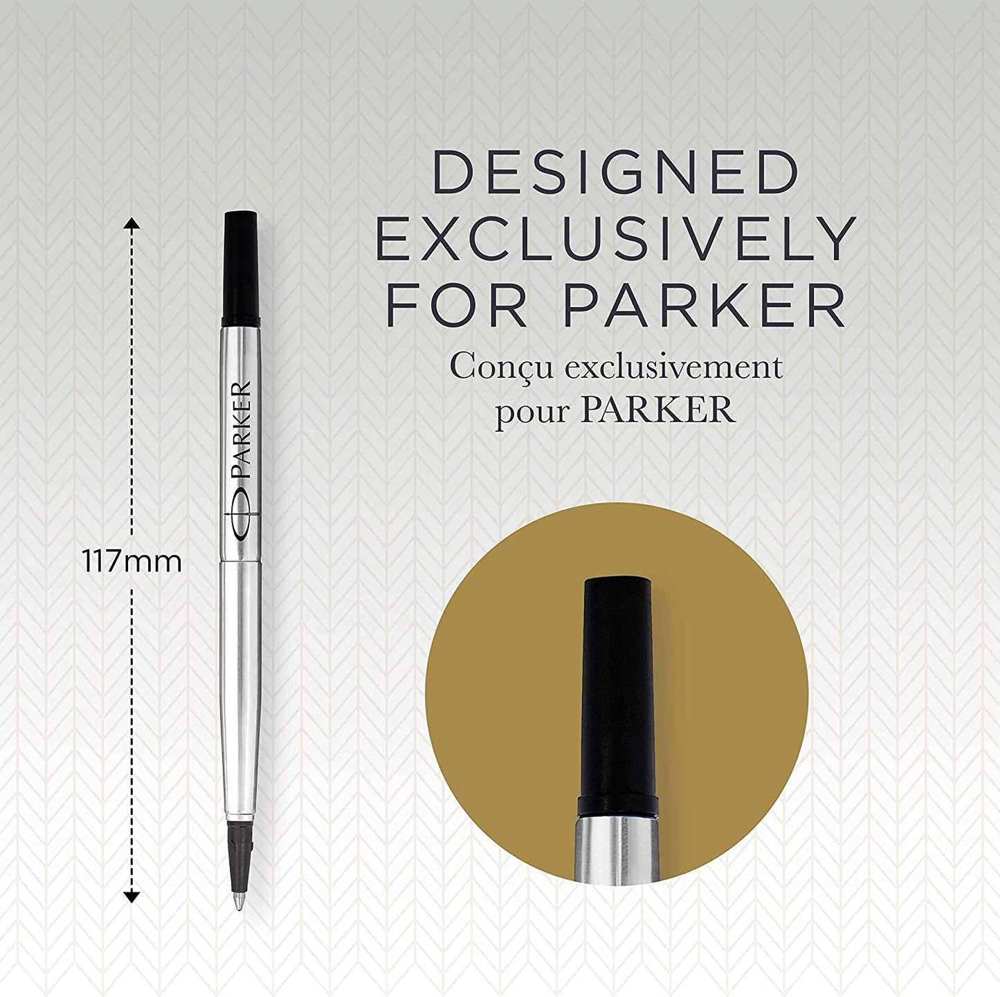 Recharge pour stylo roller - Parker - Pointe moyenne 0,7 - Noir - Encre Quink