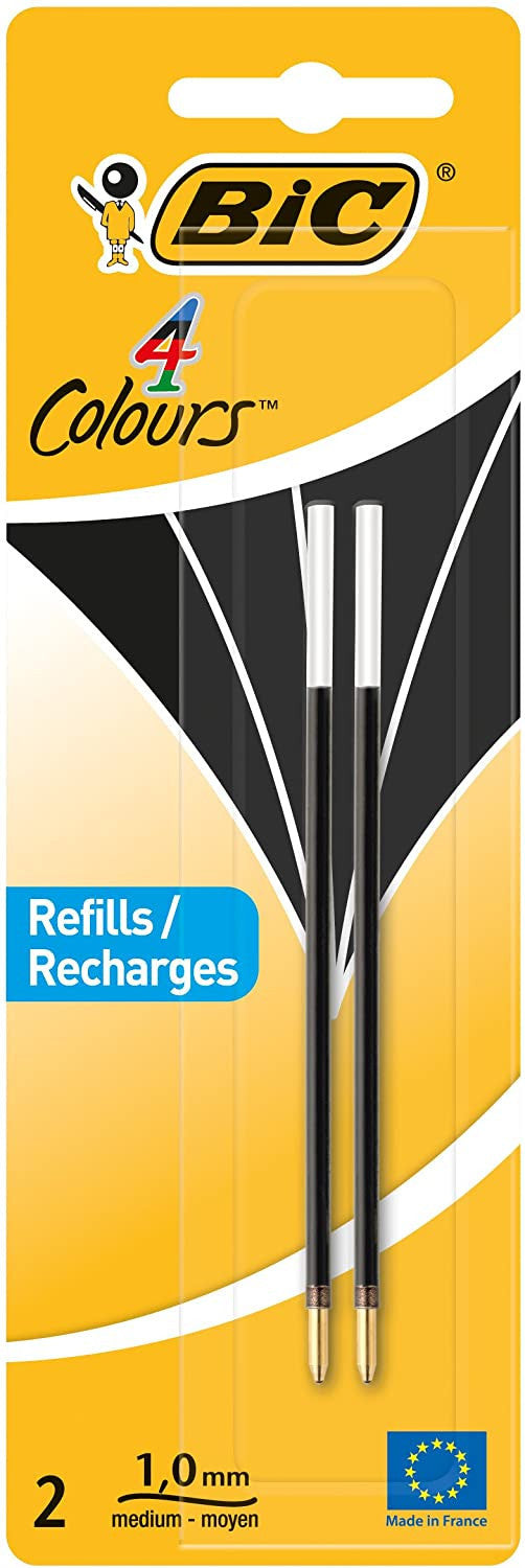 Recharge Pour Stylo Bille Bic 4 Couleurs - Pointe Moyenne - Noir - Bic